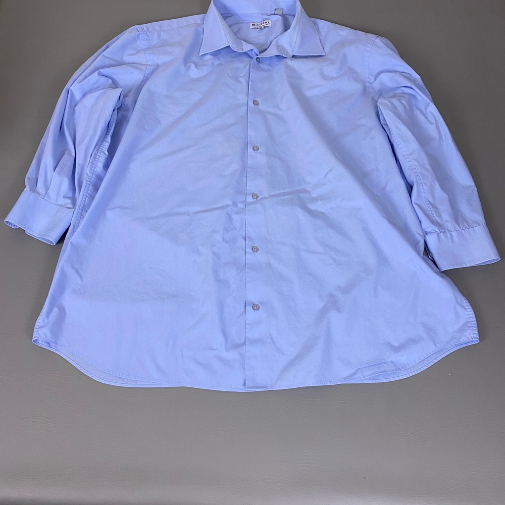 Modena Contemporary Fit Dress Shirt Mens 20 34/35 Light Blue Button Down Solid